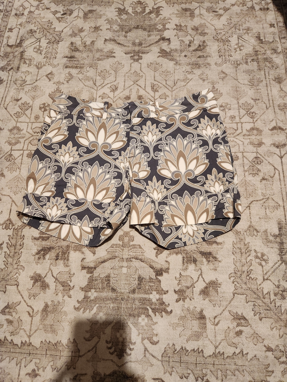 Mossimo Supply Co. Black & Cream Floral Drawstring Bermuda Shorts